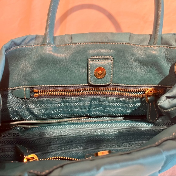 PRADA Tessuto Fiocco Bow Tote | Turquoise - Picture 6 of 7